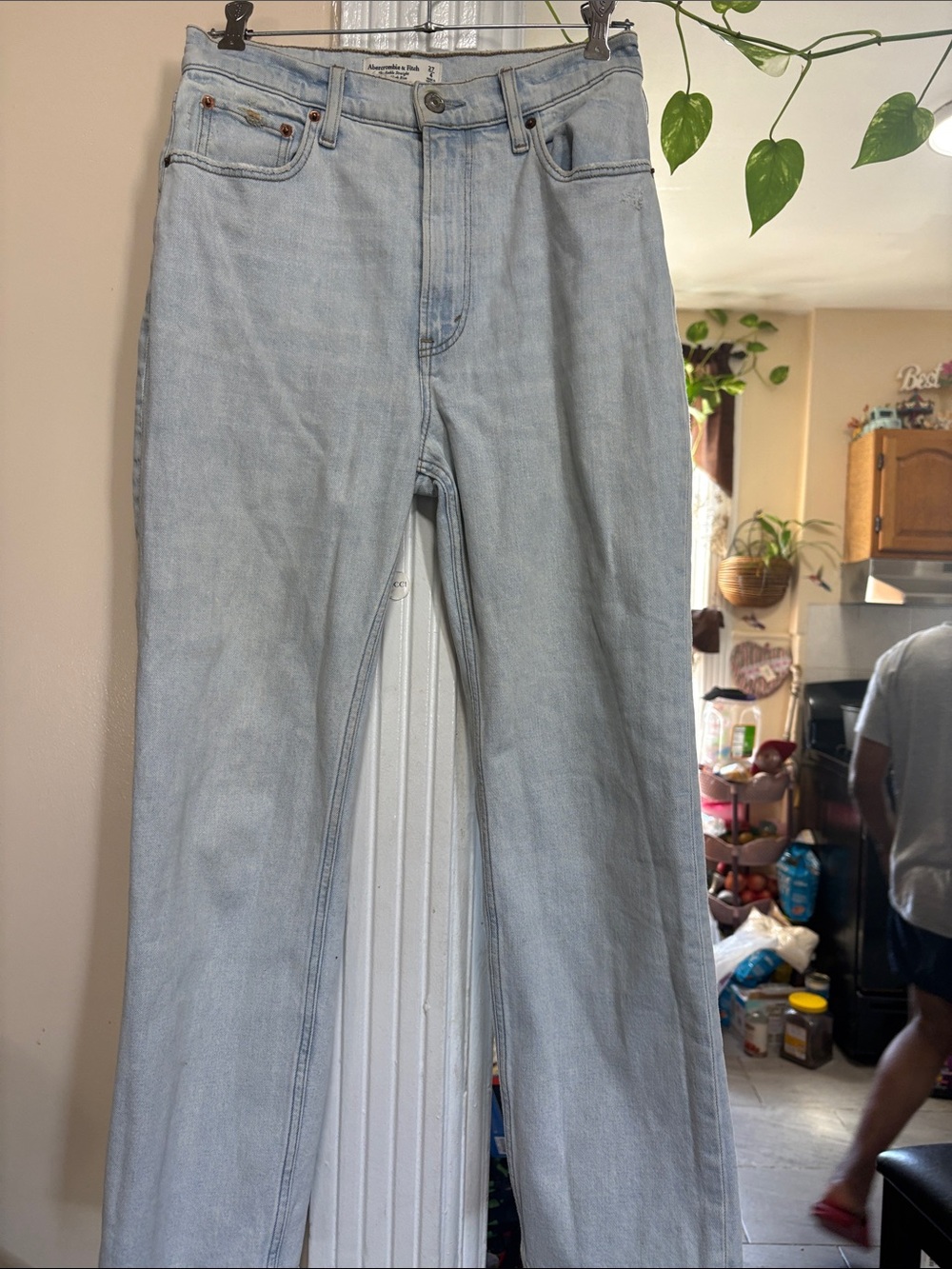 Abercrombie & Fitch Pale Blue High-Rise Straight Jeans